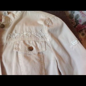Caribbean Joe cream jeans denim Jacket, L